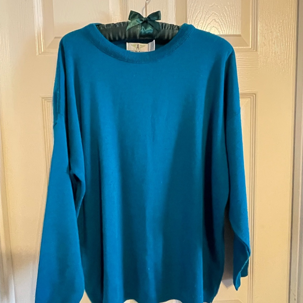 American Weekend Teal Oversized Knit Sweater Made in USA